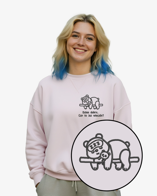 Bluza z haftem Pandośpiocha - ciepła bluza bez kaptura (różne kolory) | Unisex | Kontur